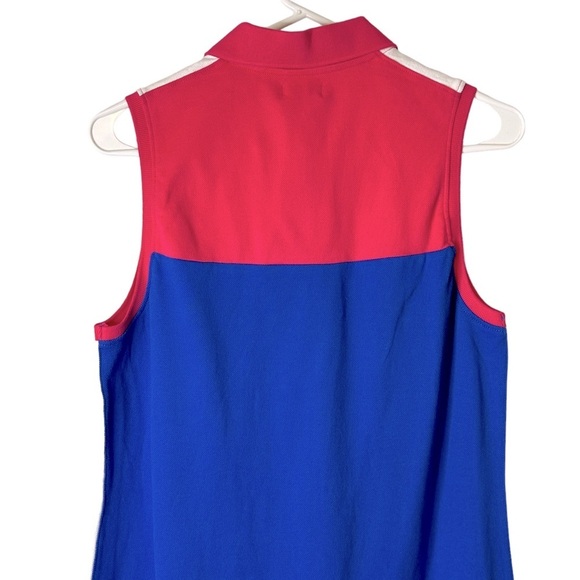 Izod Color Block Polo Mini Tennis Dress Blue Pink White NWT Medium IKU601 - Picture 6 of 12